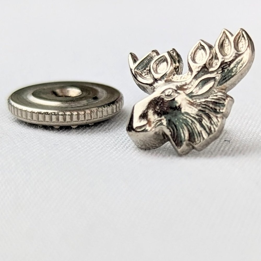 Sterling Silver Moose Head Tie Tack Classic 1/2" Tie Clip Fastener Men's Fashion